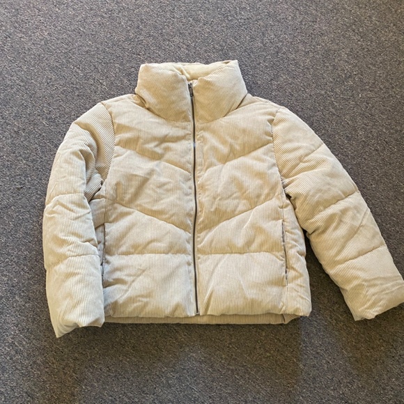Gap Corduroy Short Puffer Jacket - Ivory Cream - Picture 2 of 6